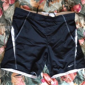 Nike swoosh swim shorts with white detailing